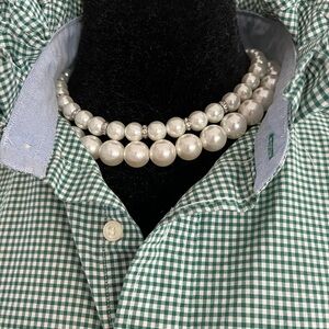 Upcycled Tommy Hilfiger Green Gingham Short Sleeve Button-Down Shirt